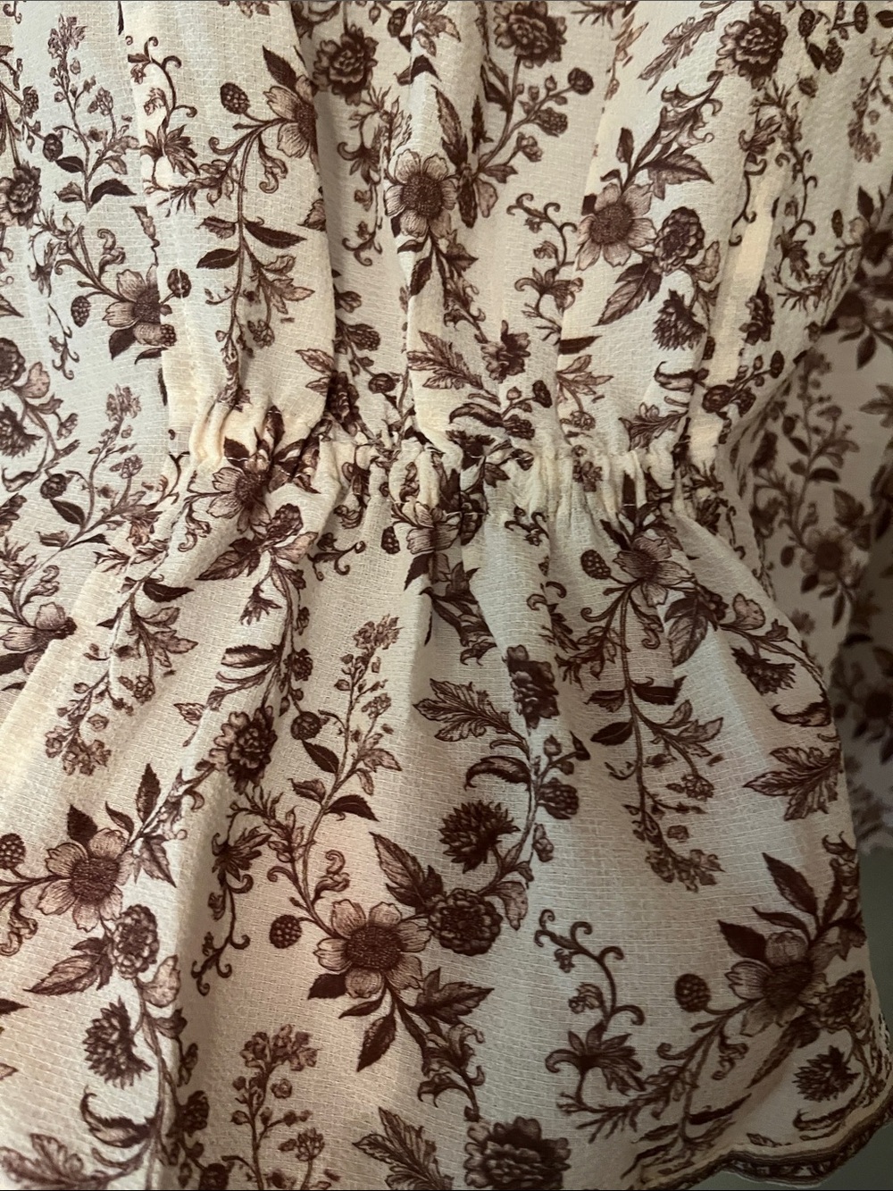 Max Studio Cream Blouse with Brown Floral Print - Picture 7 of 7